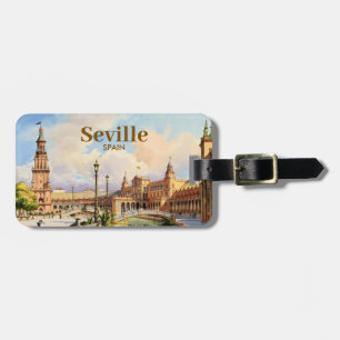 Etiqueta De Bagagem Sevilha Espanha Praça de Espanha Aquarela Personal