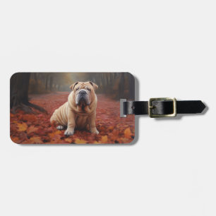 Etiqueta De Bagagem Shar Pei no outono deixa cair inspiração