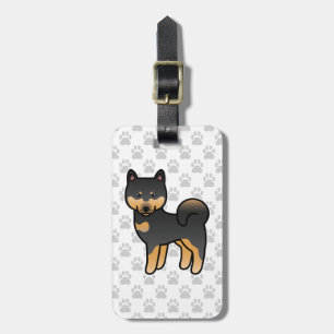 Etiqueta De Bagagem Shiba Inu, Cartoon Preto E Tan