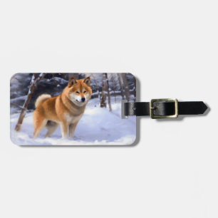 Etiqueta De Bagagem Shiba Inu Deixe Nevar Natal