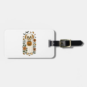 Etiqueta De Bagagem Shih Tzu de Halloween com Flores de Outono