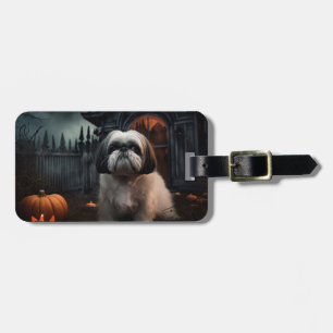 Etiqueta De Bagagem Shih Tzu Halloween Assustador