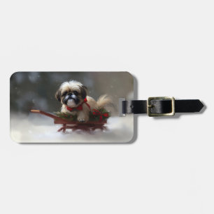 Etiqueta De Bagagem Shih Tzu Natal neve inverno