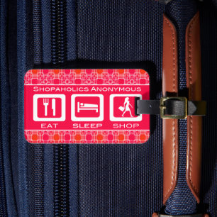 Etiqueta De Bagagem Shopaholic engraçado cor-de-rosa come o prêmio d