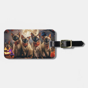Etiqueta De Bagagem Siamese Cat Halloween Spooky