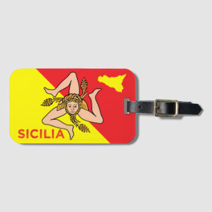 Etiqueta De Bagagem Sicília Sicília Bandeira da Sicília Trinacria