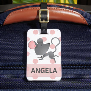 Etiqueta De Bagagem Silencioso como Bolinhas Cute de Mouse Personaliza