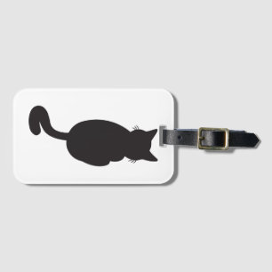 Etiqueta De Bagagem Silhouette de Gato Negro Minimalista