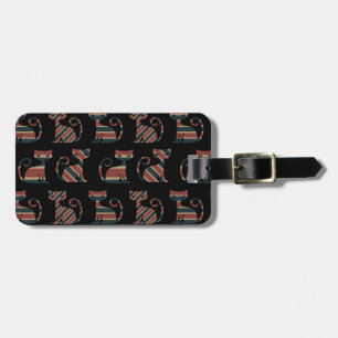 Etiqueta De Bagagem Silhueta de Gato Vintage Linhas Retro Amante de An