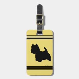 Etiqueta De Bagagem Silhueta de Westie em Amarelo