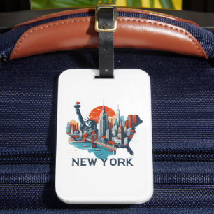 Etiqueta De Bagagem Silhueta Retro da Cidade de Nova York