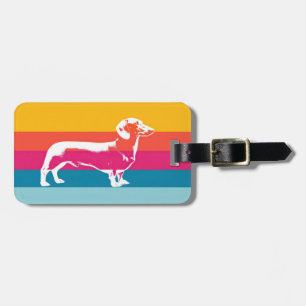 Etiqueta De Bagagem Silhueta Retro de Dachshund – Arte Colorida de Cac