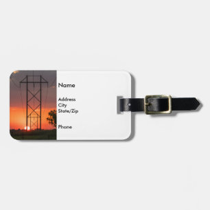 Etiqueta De Bagagem Silhueta Sunset das Linhas de Energia