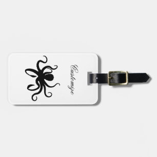 Etiqueta De Bagagem Silhueta Thunder_Cove do polvo