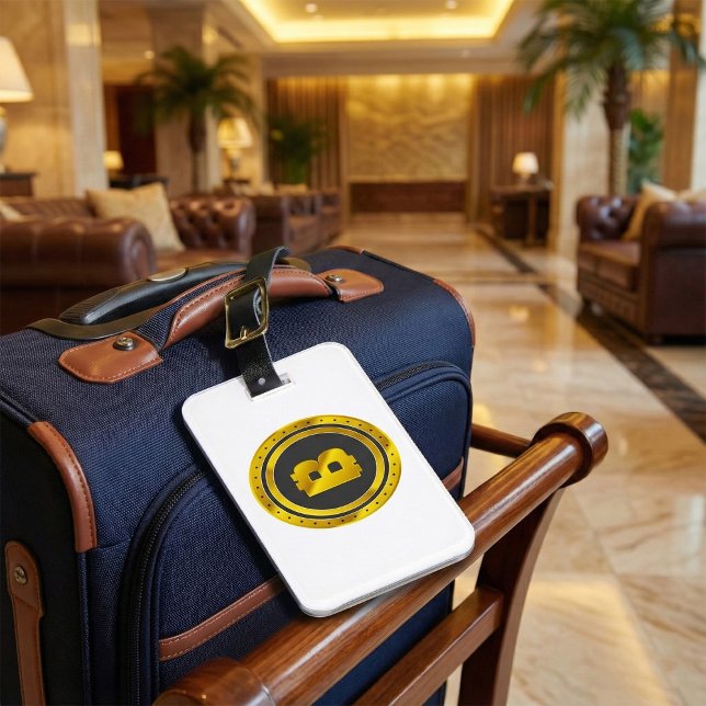 Etiqueta De Bagagem Símbolo Bitcoin Dourado Moeda Digital (Criador carregado)