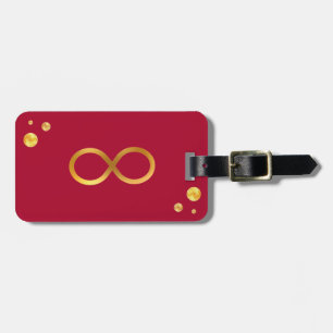 Etiqueta De Bagagem Símbolo de Infinito Dourado & Confetes em Burgundy