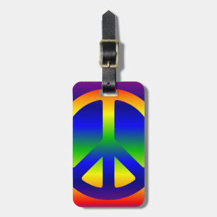 Etiqueta De Bagagem Símbolo de paz do Funky Rainbow