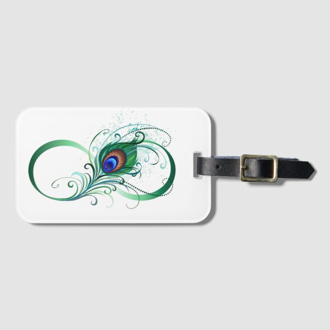 Etiqueta De Bagagem Símbolo Infinito com Pavão (Frente Horizontal)