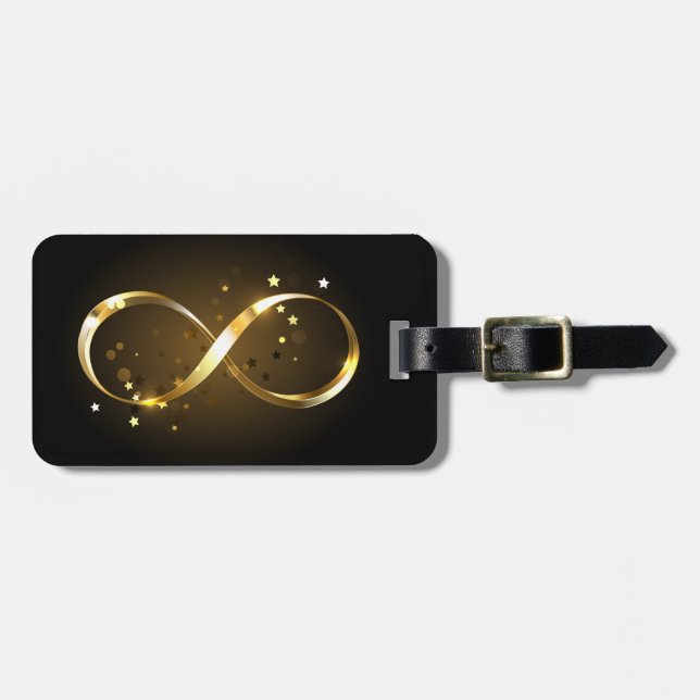 Etiqueta De Bagagem Símbolo Infinity do ouro (Frente Horizontal)