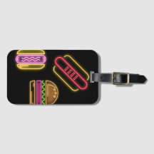 Símbolo Neon Estilo Hotdog Hamburger Tag Bagagem