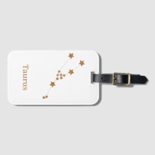 Etiqueta De Bagagem Símbolo Zodiac Moderno Taurus Dourado   Elemento T