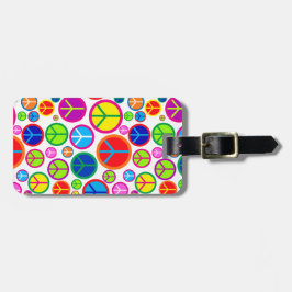 Etiqueta De Bagagem Símbolos de paz Groovy coloridos legal