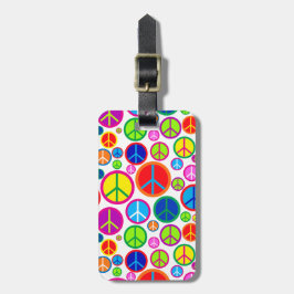 Etiqueta De Bagagem Símbolos de paz Groovy coloridos legal