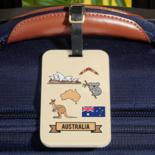 Etiqueta De Bagagem Símbolos Nacionais Icônicos da Austrália Viagem Re