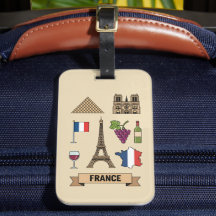 Símbolos Nacionais Icônicos da França Viagem Retro
