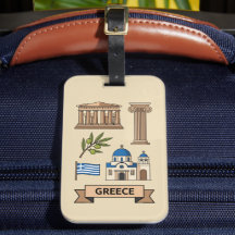 Símbolos Nacionais Icónicos da Grécia Viagem Retro