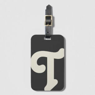 Etiqueta De Bagagem Simple Monogrammed Monogram Initial Black Cream