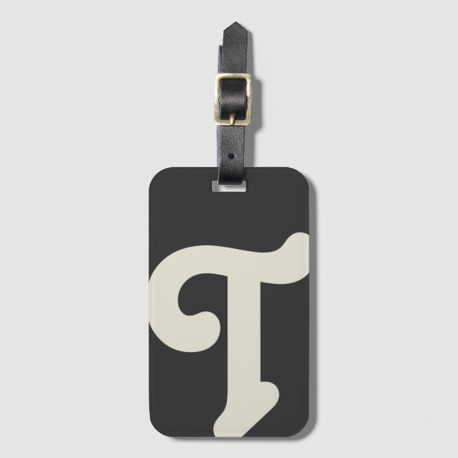 Etiqueta De Bagagem Simple Monogrammed Monogram Initial Black Cream (Frente Vertical)