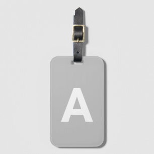 Etiqueta De Bagagem Simples Cinzas Modernas Monogramas Personalizadas