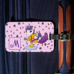 Etiqueta De Bagagem Simples e Bonito Unicórnio Rosa Personalizado