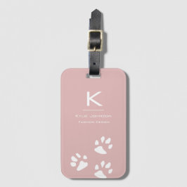 Etiqueta De Bagagem Simples e elegante Pata de Cachorro Cor-de-Rosa, M