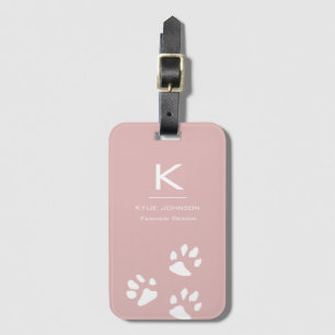 Etiqueta De Bagagem Simples e elegante Pata de Cachorro Cor-de-Rosa, M
