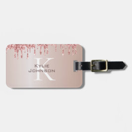 Etiqueta De Bagagem Simples, elegante, Glitter - Nome Monograma de Gli