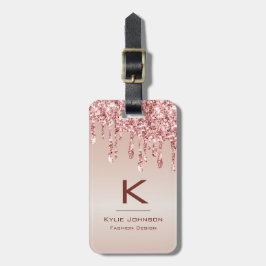 Etiqueta De Bagagem Simples, elegante, Glitter - Nome Monograma de Gli
