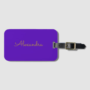 Etiqueta De Bagagem Simples Moderno Roxo Dourado Script