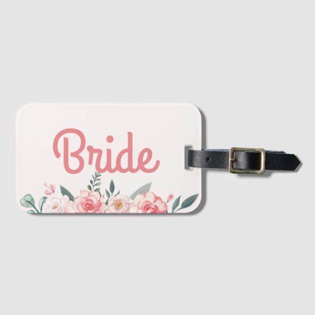 Etiqueta De Bagagem Simples noiva simples floral moderna (Frente Horizontal)