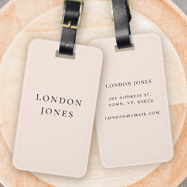 Etiqueta De Bagagem Simples, Personalizado, Cor-de-Rosa, Blush Moderno