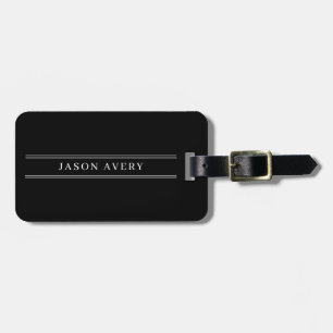 Etiqueta De Bagagem Simples Personalizado Preto e Branco