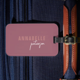 Etiqueta De Bagagem Simples Rosa minimalista moderno personalizado