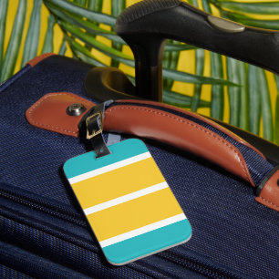 Etiqueta De Bagagem Simples - Turquesa e amarelo