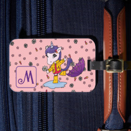 Etiqueta De Bagagem Simples Unicórnio Coral, Cute Personalizado e Simp