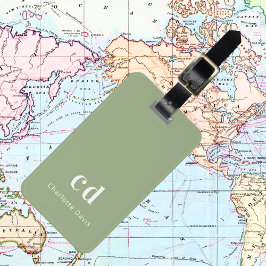 Etiqueta De Bagagem Sinais de monograma branco verde-sábado