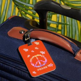 Etiqueta De Bagagem Sinal de paz com flores coloridas, Cas personaliza