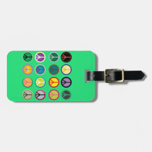 Etiqueta De Bagagem Sinal de paz hippy 60s padrão colorido