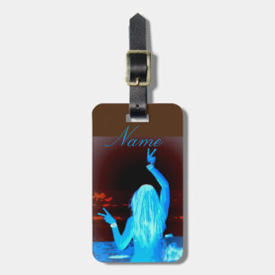 Etiqueta De Bagagem sinal de paz personalizado da menina hippie