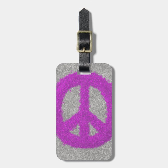 Etiqueta De Bagagem Sinal de Paz Roxo (Frente Vertical)